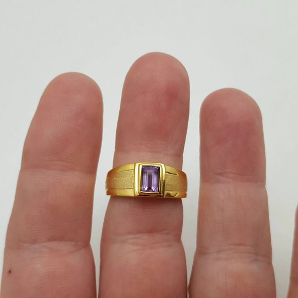 Morningflower Pale Purple Crystal Gold Over Sterling Silver Ring Size 7.25 - Picture 3 of 3